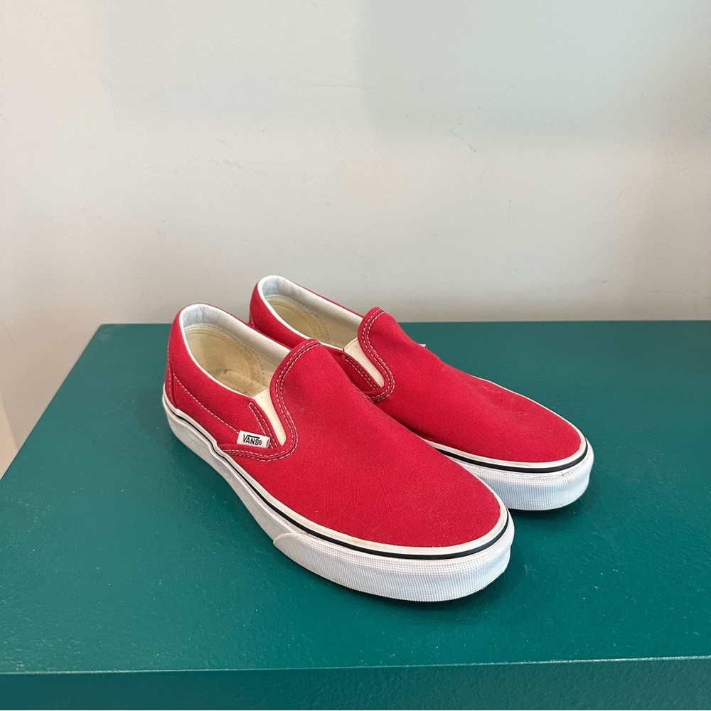 Vans Red Slip-On Sneakers with Canvas Upper